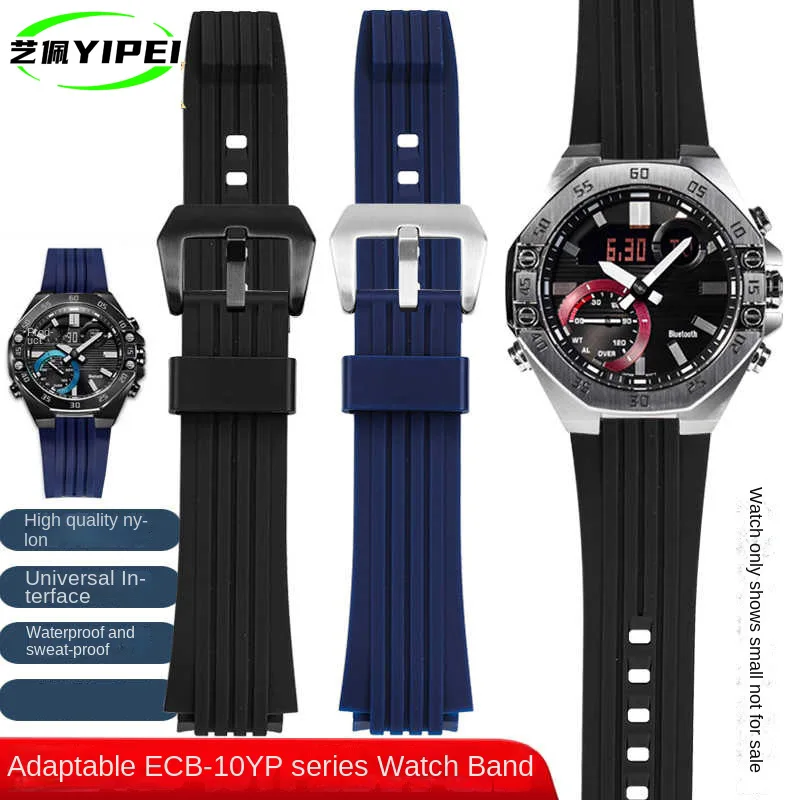 For Casio Edifice Series ECB-10YP ECB-10AT ECB-950 Men's Strap ECB-10 Silicone Watch band Waterproof Rubber Bracelet，with Tools