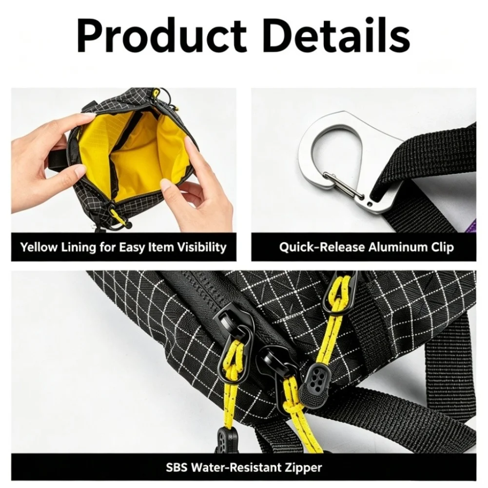 Waterproof For Dyneema Waist Bag Lightweight Chest Pack Fast Detach Buckles For Hiking Camping Cycling Mountaineering Parts