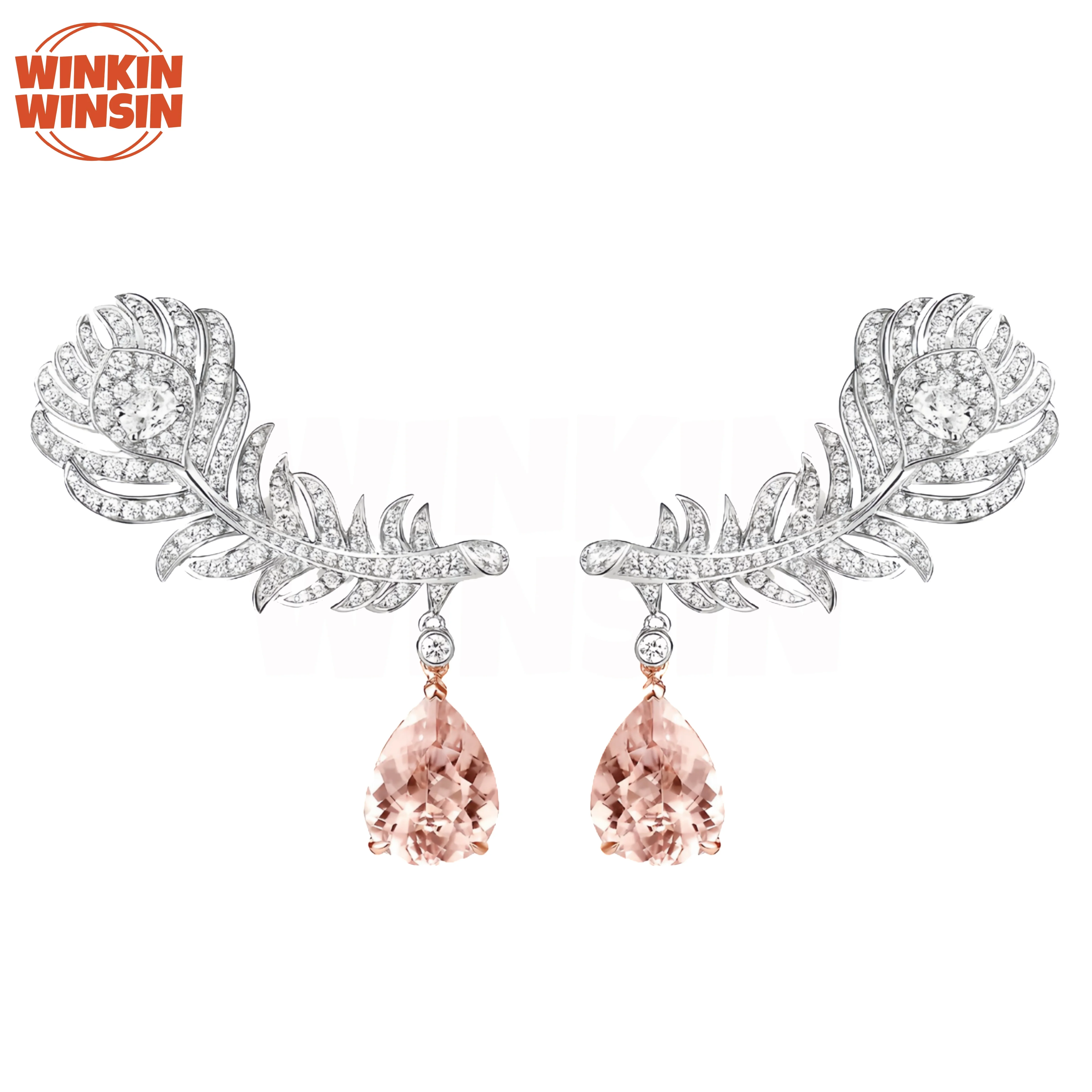 

Winkin Winsin Lab выращенный морганит драгоценные камни серьги-гвоздики из стерлингового серебра 925 пробы серьги-подвески для женщин ювелирные изделия