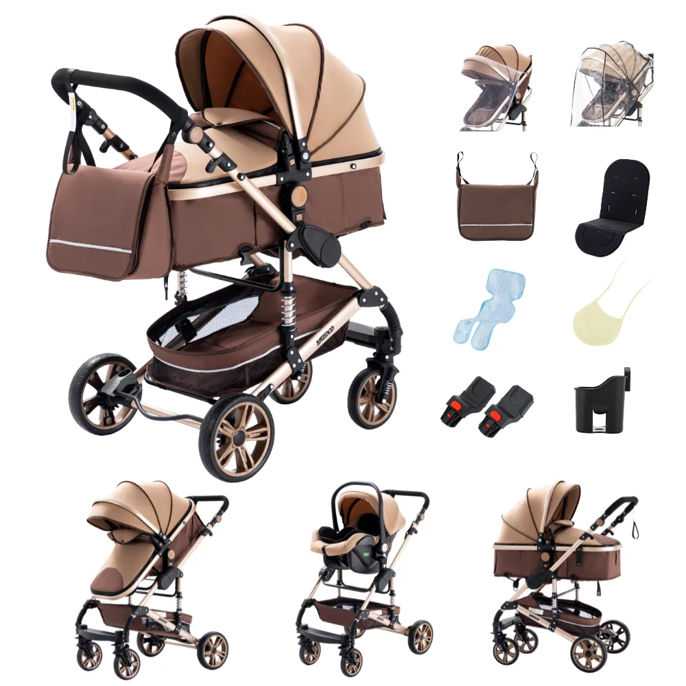 Multifunctionele kinderwagen 3-in-1, autostoel-kinderwagen combinaties, compacte baby reiswieg voor pasgeborenen, kinderwagens, baby buggy's