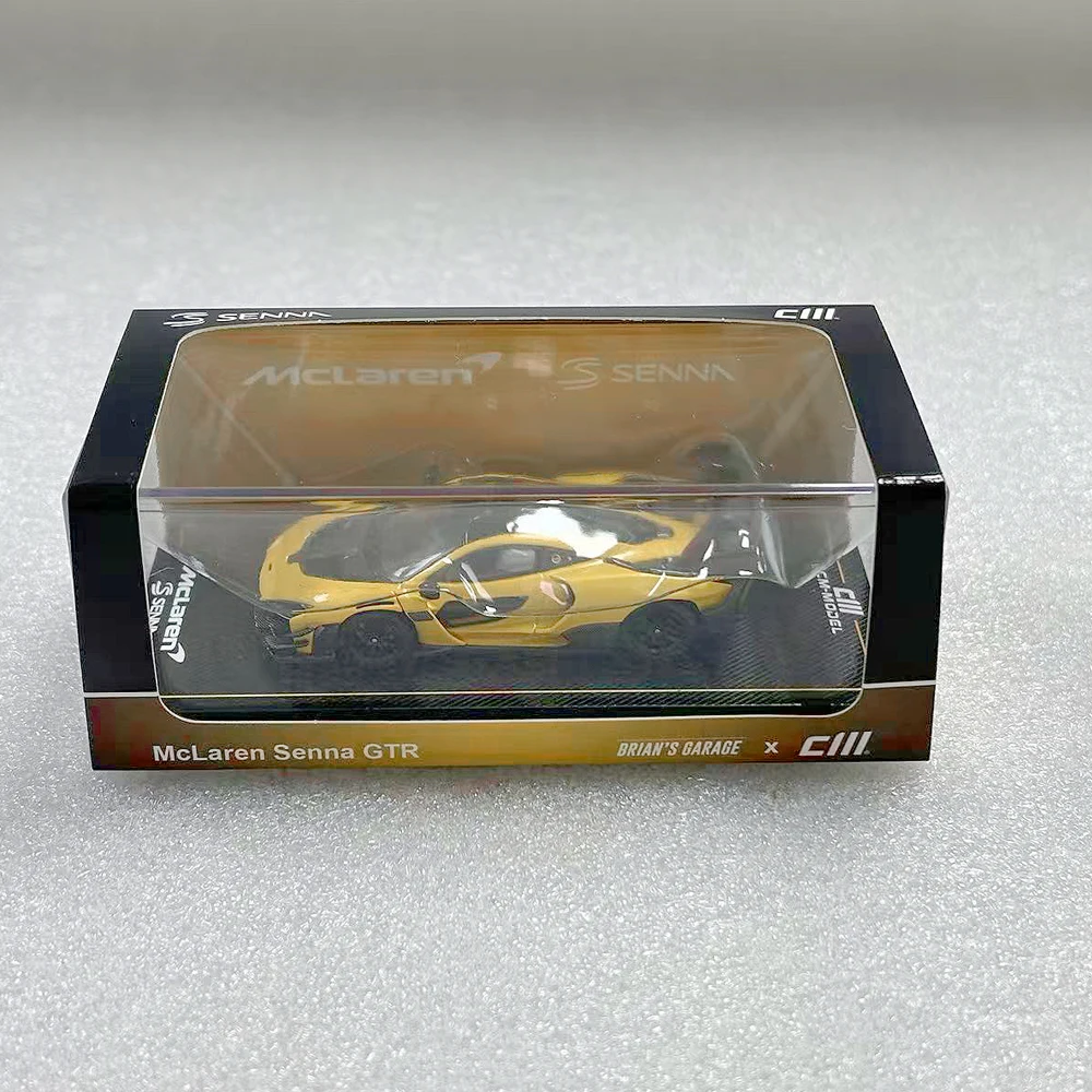 Масштабная модель автомобиля McLaren Senna GTR 1/64, литая металлическая коллекционная модель CM Alloy, цвет BRIAN'S GARAGE YELLOW