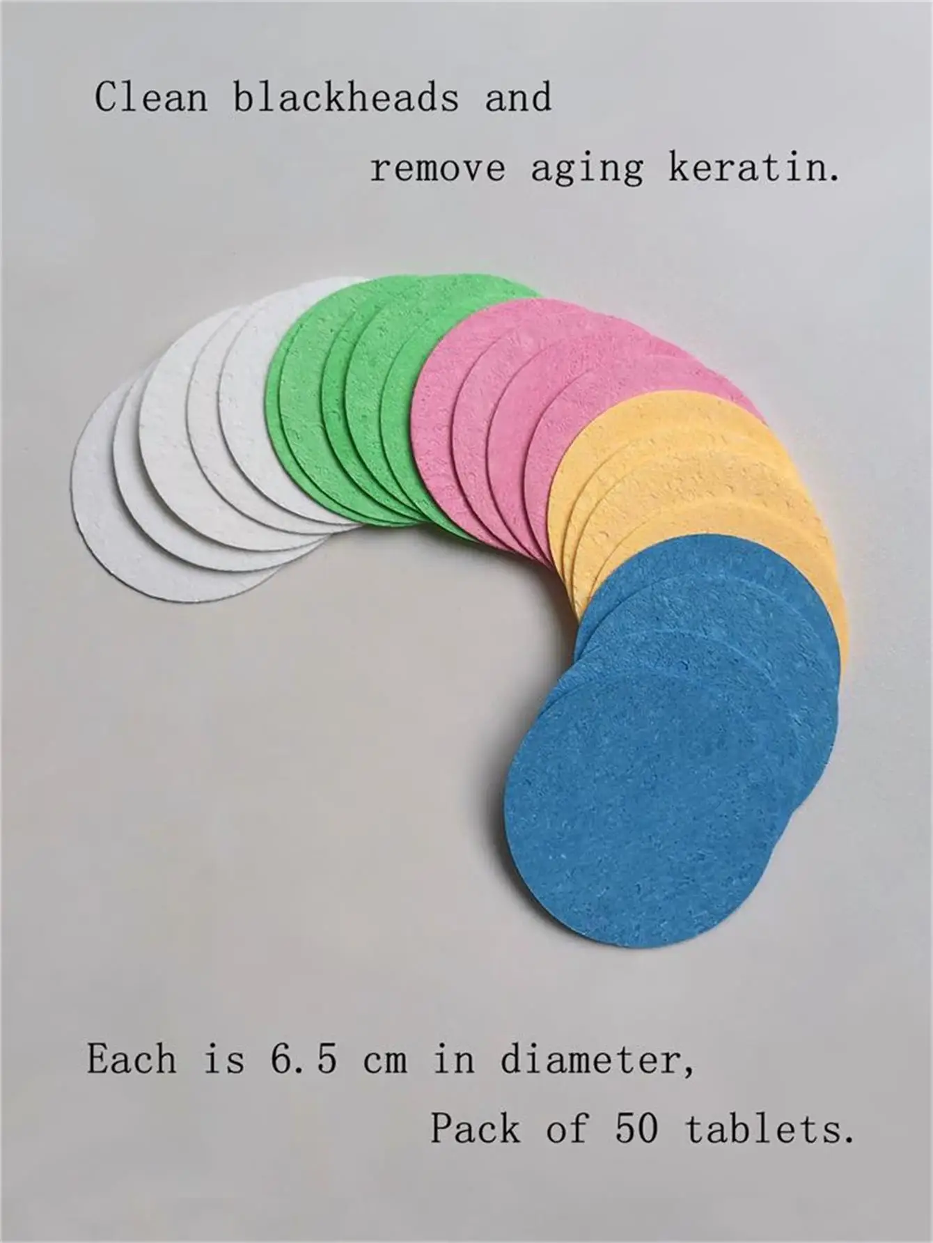 Puff de limpieza Comprimido redondo multicolor, paquete múltiple de 50 piezas, fibra vegetal, adecuado para limpieza y exfoliación