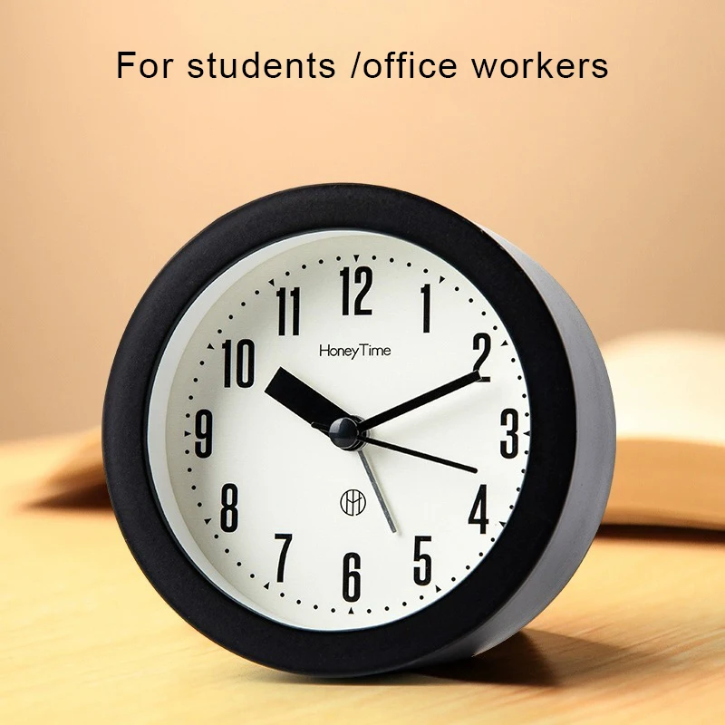 Simple Night Light Small Alarm Clock, Silent Scan Clocks for Students and Office, Small Size Time Machine