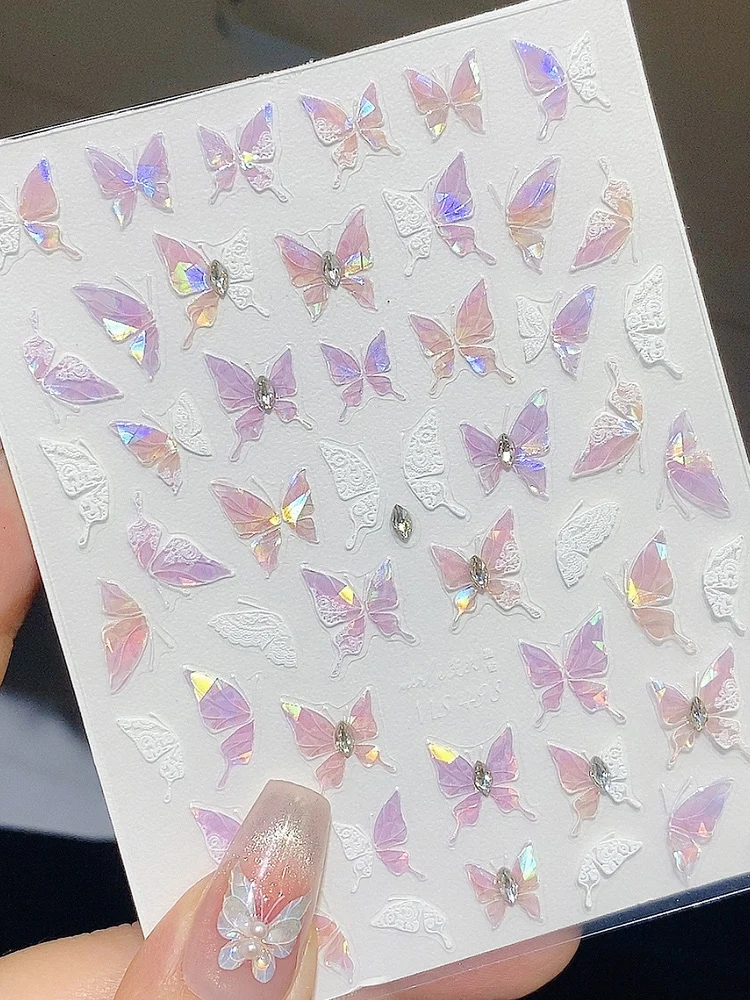 1pcs Polular Butterfly Nail Sticker Colorful Aurora Spring Summar Butterfly Sticker Nail Decal Manicure Decoration