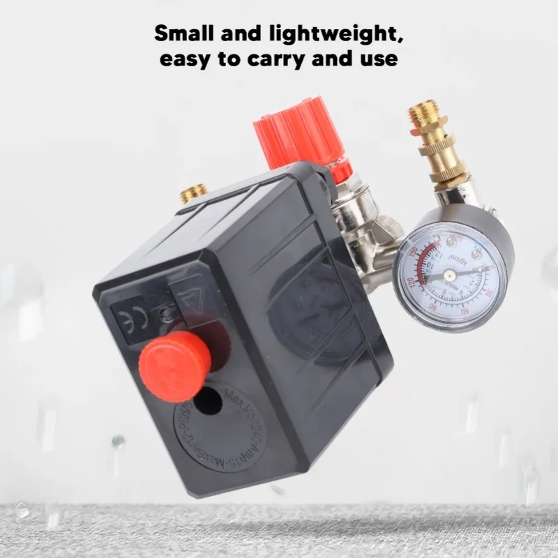 Przełącznik ciśnieniowy z zaworami regulacyjnymi 125PSI, podwójny zawór ciśnieniowy z wyjściem, przełącznik 220V