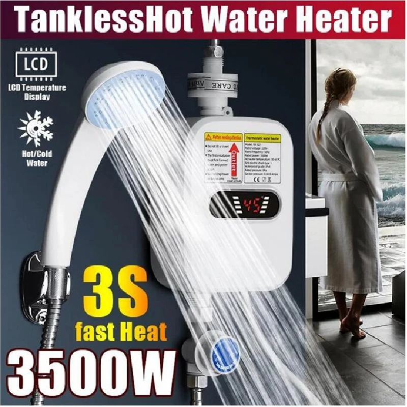 3s Heating Electric Water Heater Instant Tankless Heater Bathroom Shower Multi-purpose Household Hot-Water Heater,home appliance