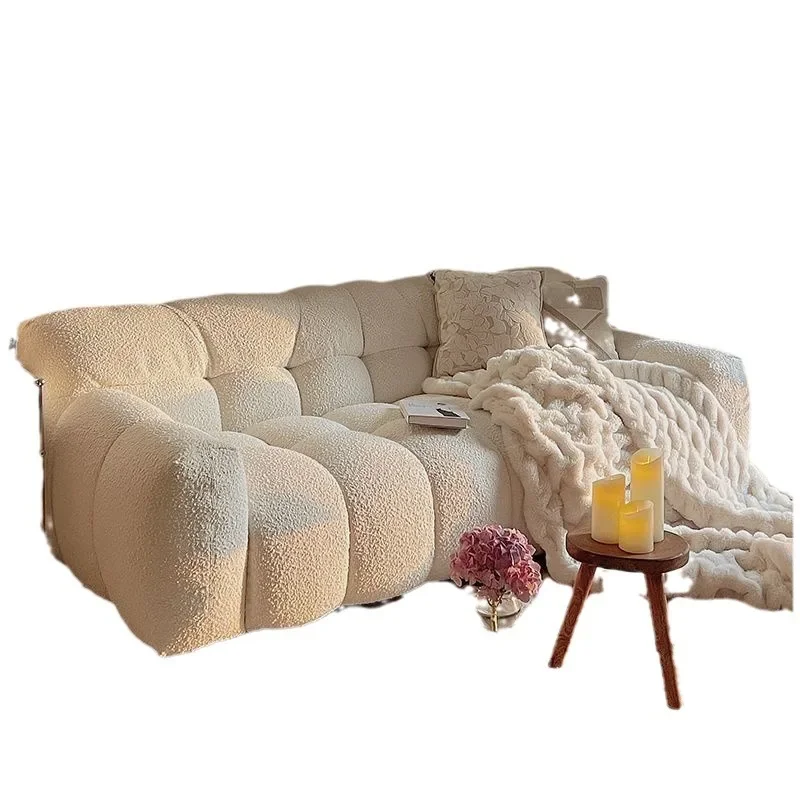 

Cream style fabric sofa living room small apartment home leisure simple now
