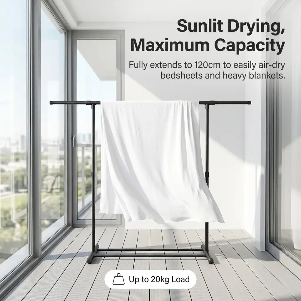 Matte Black Retractable Coat Rack