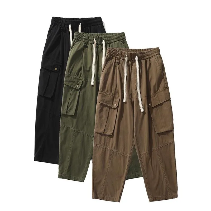 

Pure Cotton Straight Leg Workwear Trousers Loose Fit Men's Casual Long Pants Youthful Autumn Season Faion Trend