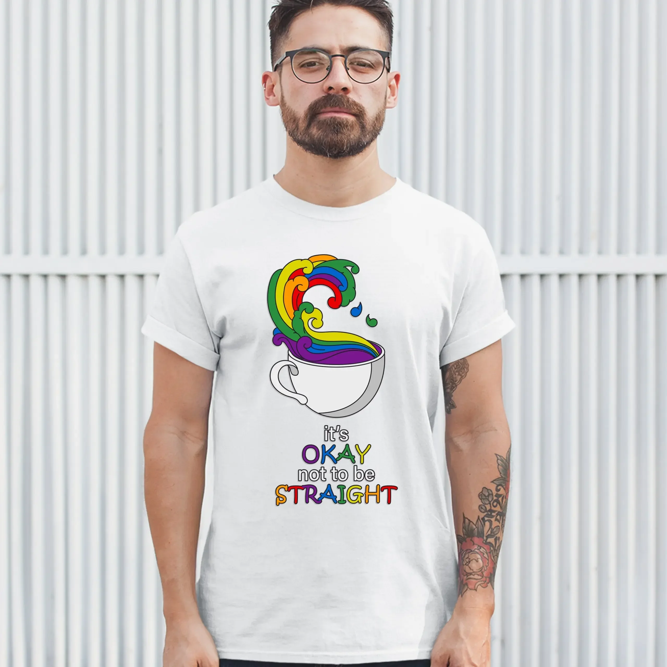 It's Okay Not To Be Straight. Funny Gay Acceptance LGBTQ Pride T-Shirt. Summer Cotton O-Neck Short Sleeve Mens T Shirt New S-3XL