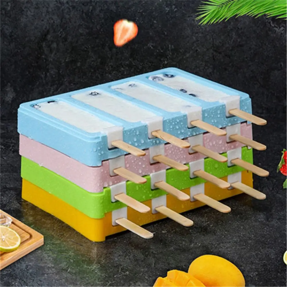 

DIY Dessert Tools with 50 Wooden Sticks with Lids Ice Cream Mold Ice Pop Maker Ice Lolly Mould Popsicle Molds