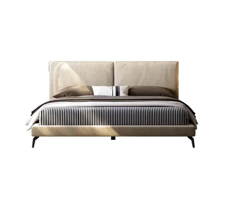 

Luxury Fabric King Size Bed Upholstered Headboard Modern Soft Double Bed Designer Italian Latest Villa Bed