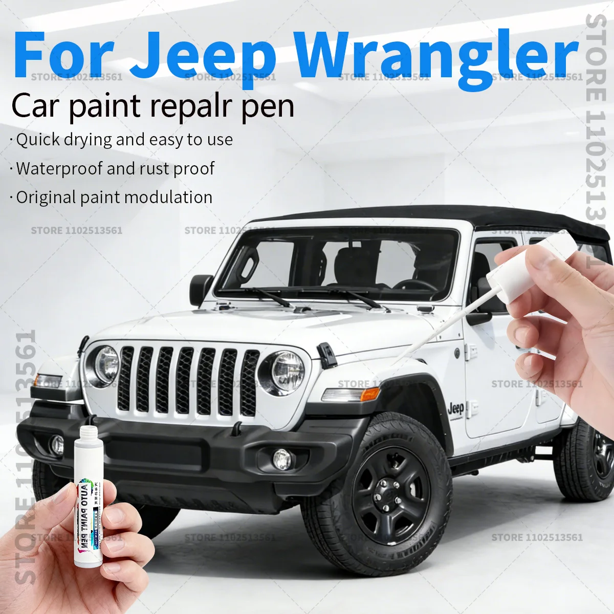 Car Paint Repair Pen For Jeep Wrangler 1987-2025 YJ YJ TJ JL Paint Scratch Repair Accessories Black White Blue Yellow Silver Red