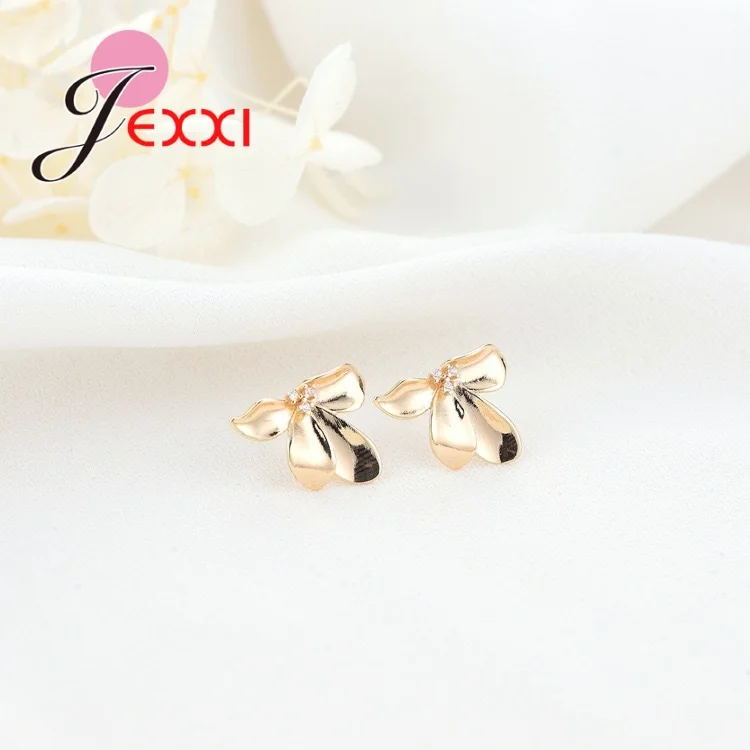 New Arrival Elegant Pansy Pattern Genuine 925 Sterling Silver Stud Earring For Women Girls Wedding Earring Accessory