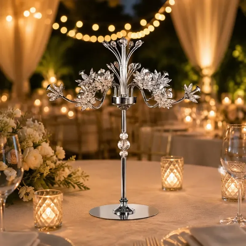 High Quality Wedding Centerpiece Flower Stand Metal Crystal Flower Stand Gold Wedding Table Centerpieces for Wedding