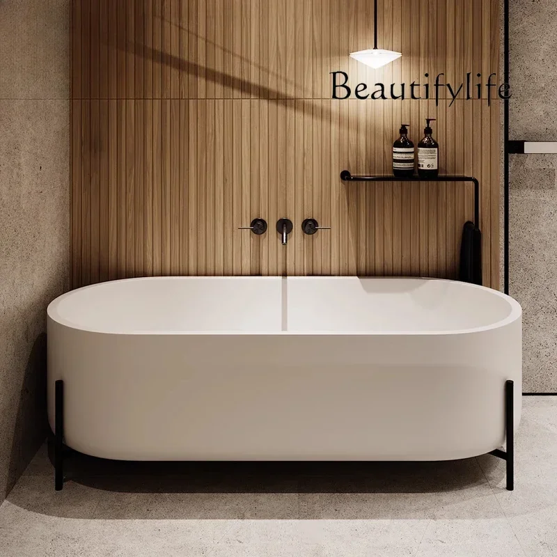 

N Independent integrated white Qimei artificial stone bath couple hotel homestay high-end household bathtub