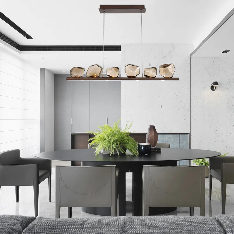 Nordic luz de luxo vidro longo sala jantar lustre moderno simples sala estar quarto barra designer modelo quarto lustre