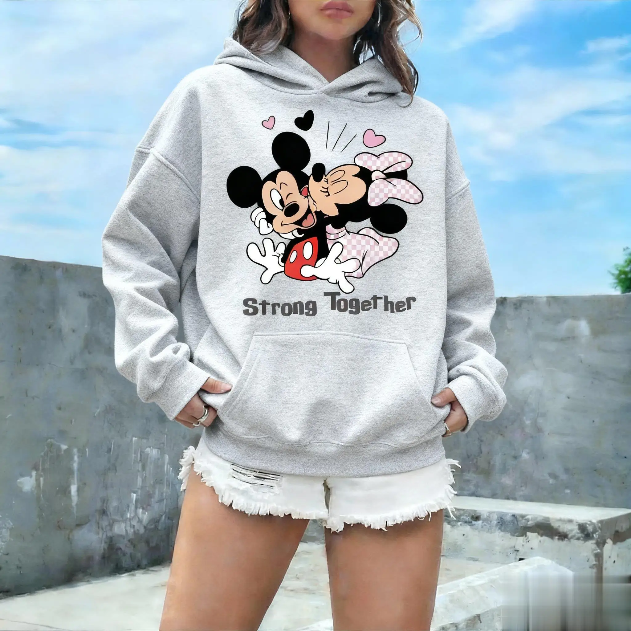 Bluza unisex z nadrukiem Disneya na Halloween, damska i męska, z grafiką z kreskówek, wkładana przez głowę, streetwear, jesienna, codzienna, modna.