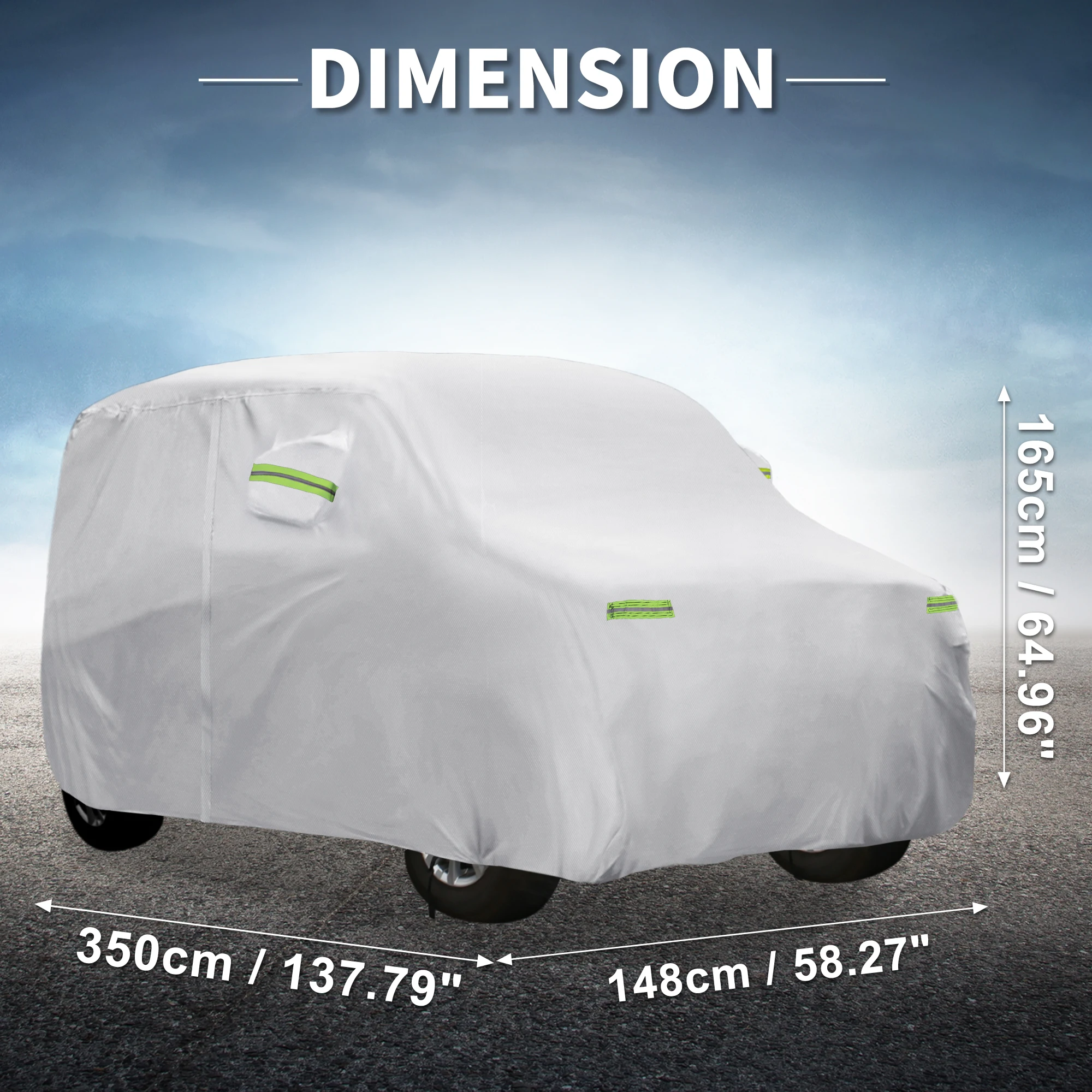 X Autohaux Waterproof Car Cover Car Outdoor Full Car Cover for Daihatsu Wake with Windproof Rope Hook 350x148x165cm Silver Tone