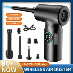 7500mAh kablosuz sıkıştırılmış hava Duster 2 in 1 hava üfleyici ve elektrikli süpürge akülü Duster Blower klavye bilgisayar PC için temiz