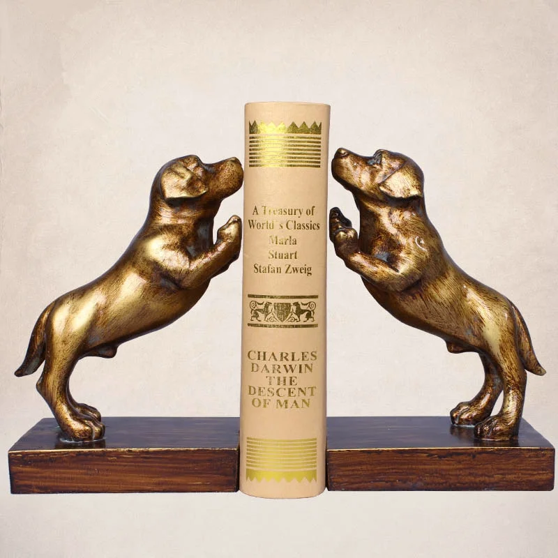 

a Pair Creative Resin Dog Bookends Book Hold Office Supplies American Retro Rural Bookends Gift