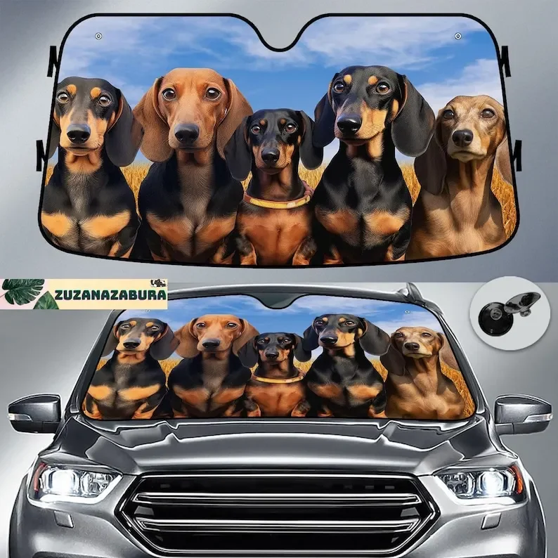 Pára-sol Dachshund Animal Car, Auto protetor solar, pára-brisa Cover Gift, decoração do cão