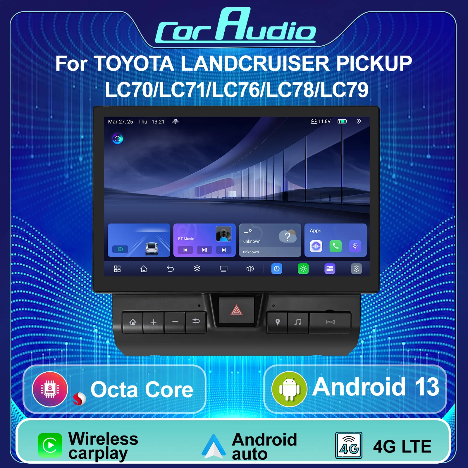

11.8" Android Car Radio for Toyota Land Cruiser LC76 LC70 LC75 LC79 GPS Navigation Stereo DSP 2 din bluetooth Carplay Head Unit