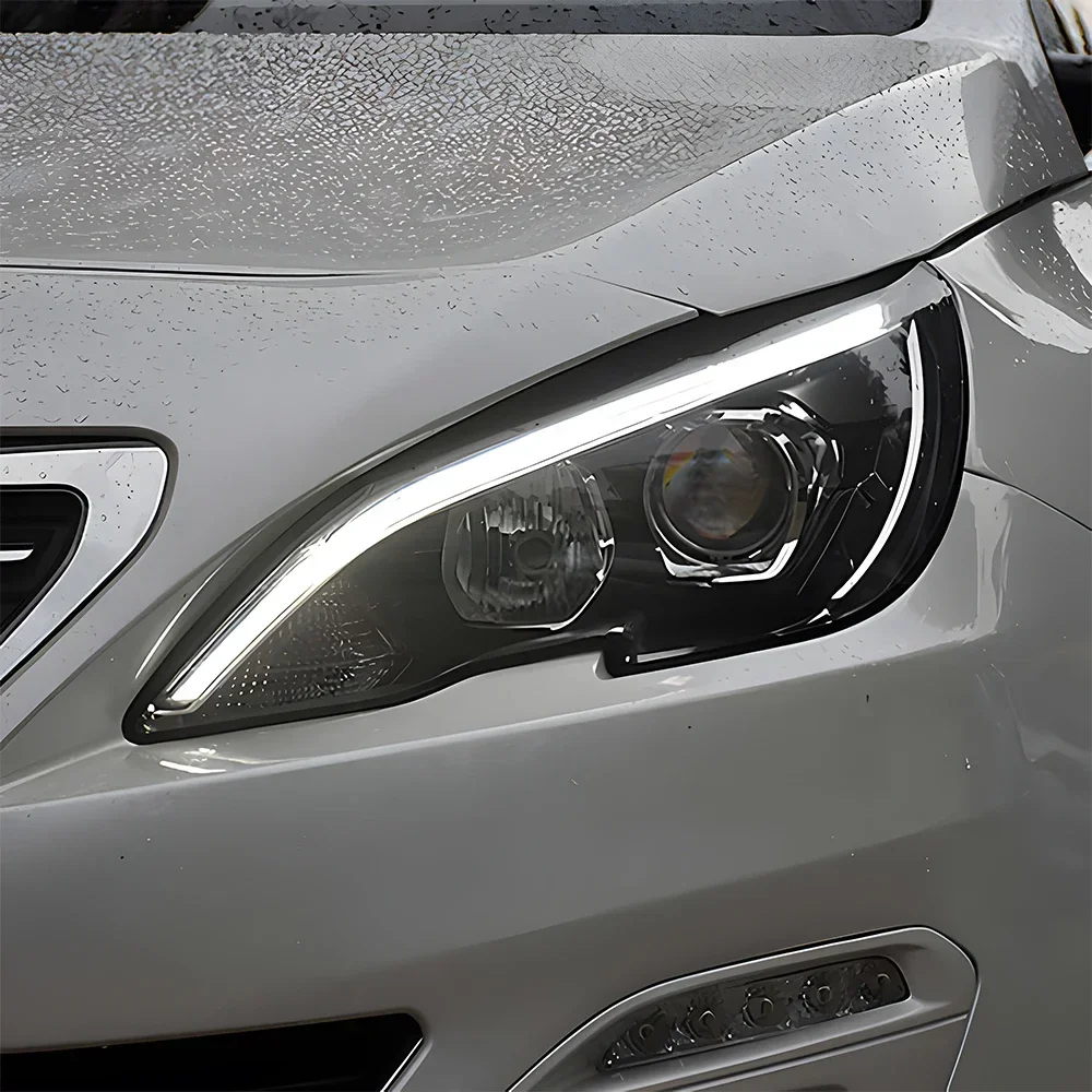 

Автомобильные фары для Peugeot 408 308 308S 2014-2019, светодиодные передние фары автомобиля в сборе, обновленный проектор, аксессуары с двумя объективами