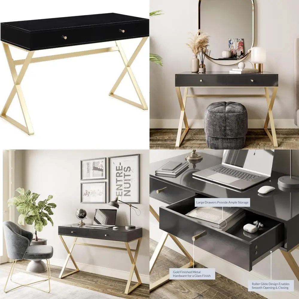 مكتب مكياج معاصر 42 مع أدراج تخزين للاستخدام المنزلي أو المكتب أو الكمبيوتر #1