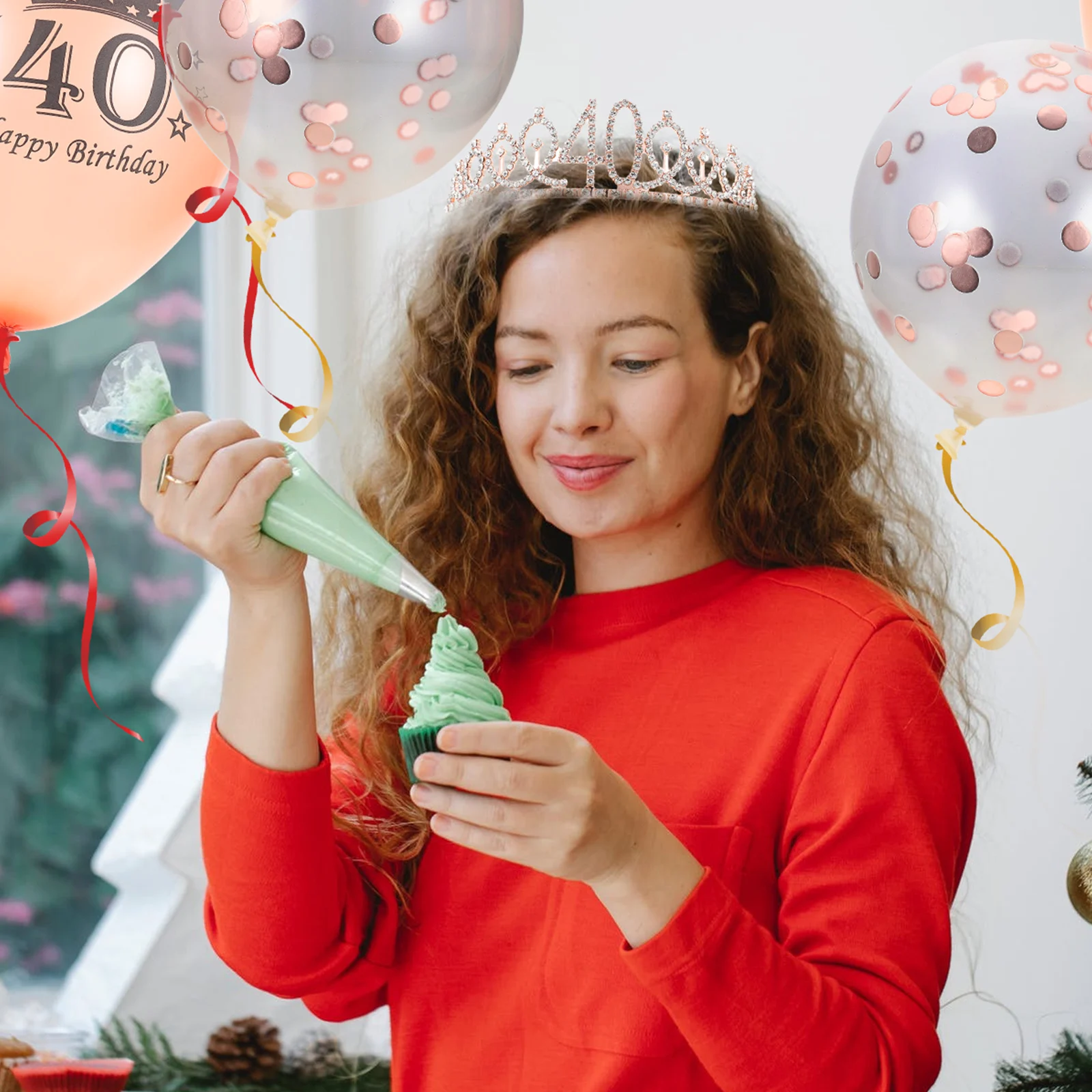 

Crown Balloon Decoration Birthday Party Accessories Fabric Alloy Crown for Girl Shiny Photo Prop Cake Adorns Birthday Theme