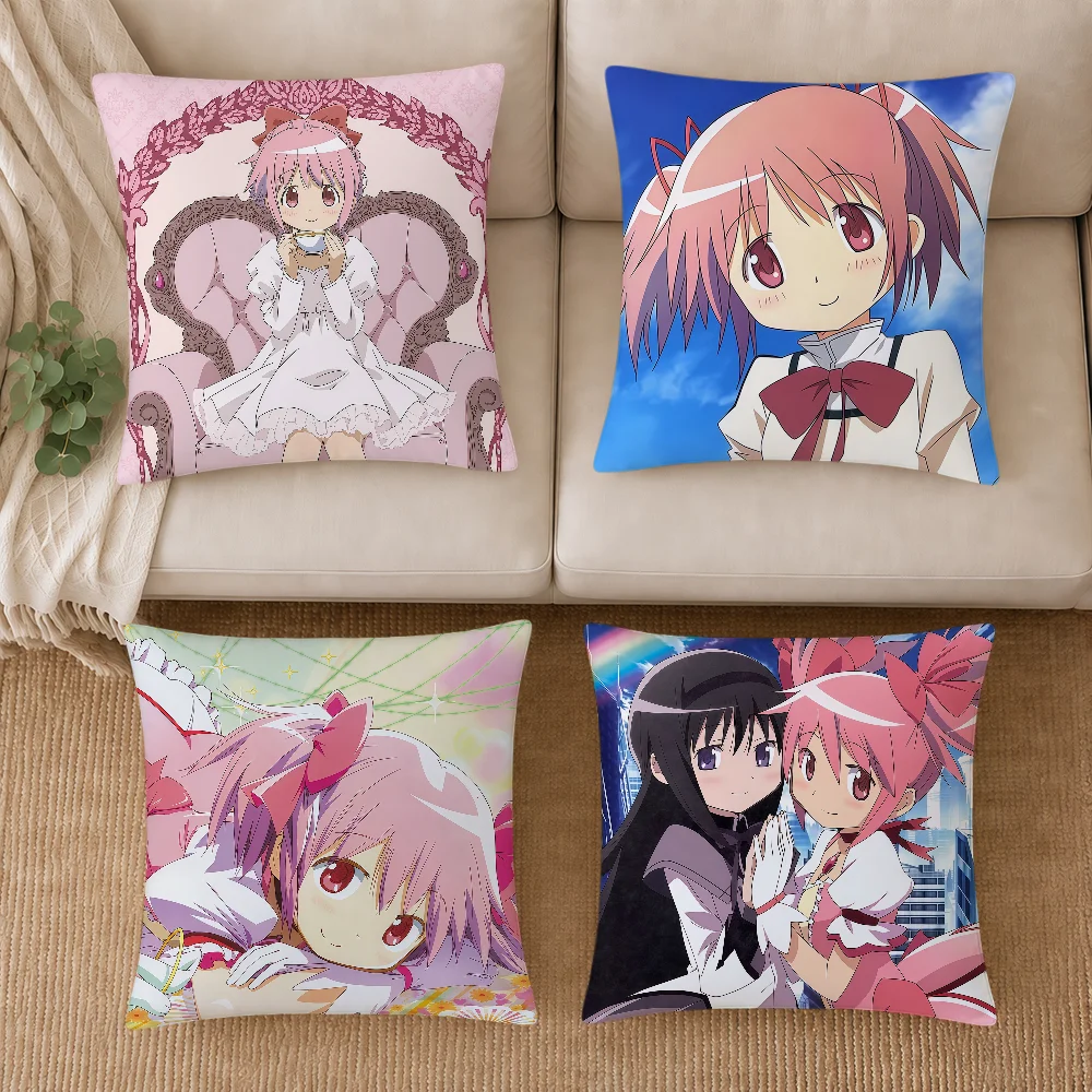 Anime Girl M-Madoka Neko Kaname Magica Cushion Cover Soft Pillowcase Double Sided Sofa Home Living Room Decor Bed Hogar Gift