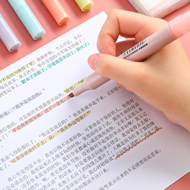 6PCS/Set Highlighter Pens Eye Protection Color Markers Drawing Aesthetic Cute Student Stationery Gift Office School Supplies