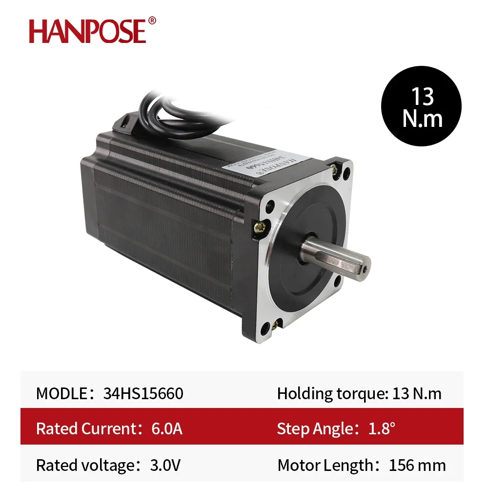 HANPOSE 3 Axis Stepping Motor 4-wire 6.0A 34HS15660 +DM860H Drive Kit Hybrid Bipolar 12N.m NEMA 34 Cnc Stepper Motor Kit