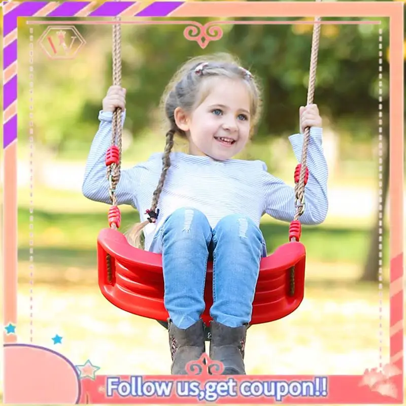 Upgraded 1 PCS Swing Seat Board Plastic Swing Set Easy Install Swing Set With Rope Red Maximum Load 86Kg For Boys Girls Outdoor