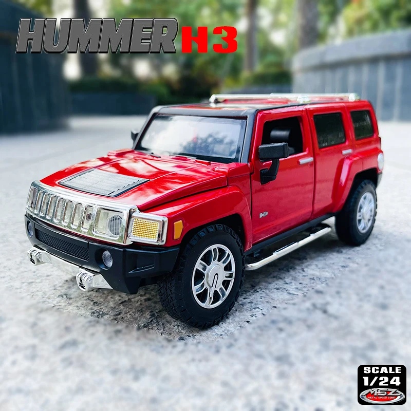 MSZ 1:24 Hummer H3 красно-желтая оригинальная коробка, модель автомобиля из сплава, коллекция украшений ручной работы, игрушечный инструмент,