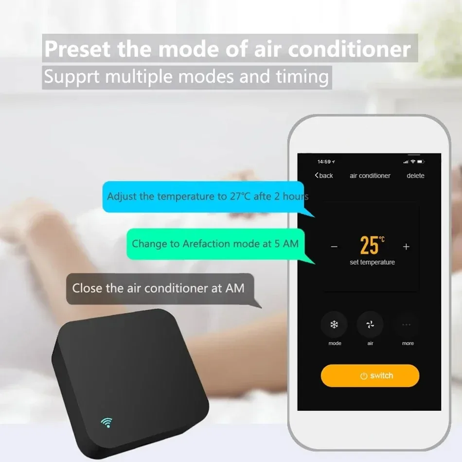 Tuya Smart IR Remote Control IR Remote RF Smart Air Conditioner Power Controller Timing Universal Remote Control for Alexa