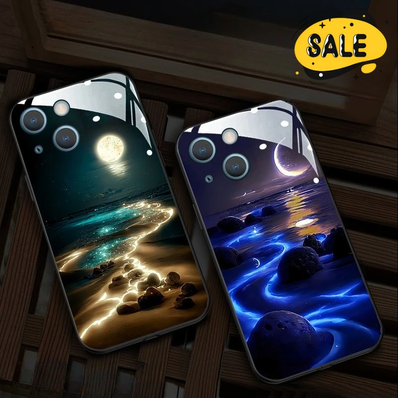

Glowing Meteor Beach Luminous LED Call Light Up Phone Case for Iphone 11 Pro Max XR XS Max 8 7 6 Plus Shockproof Protector Cover
