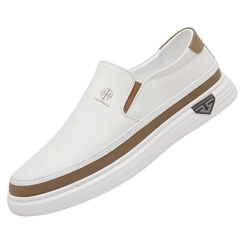 

Мужские туфли из натуральной кожи на мягкой подошве, повседневные, дышащие, белые, без шнурков