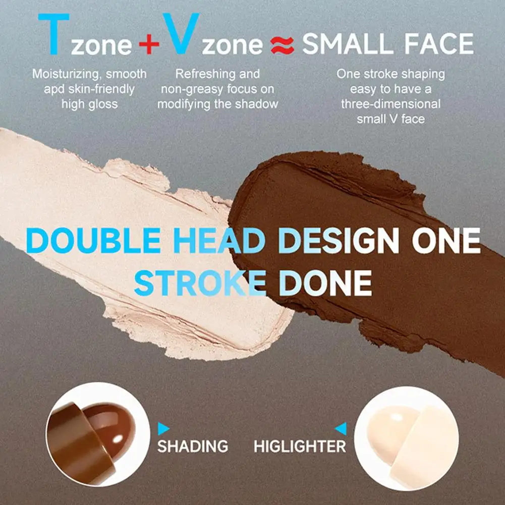 Ensemble de maquillage 2 en 1, surligneur crème et correcteur à Double extrémité, pour la sculpture du visage, le Contour du nez et la définition de la forme en V