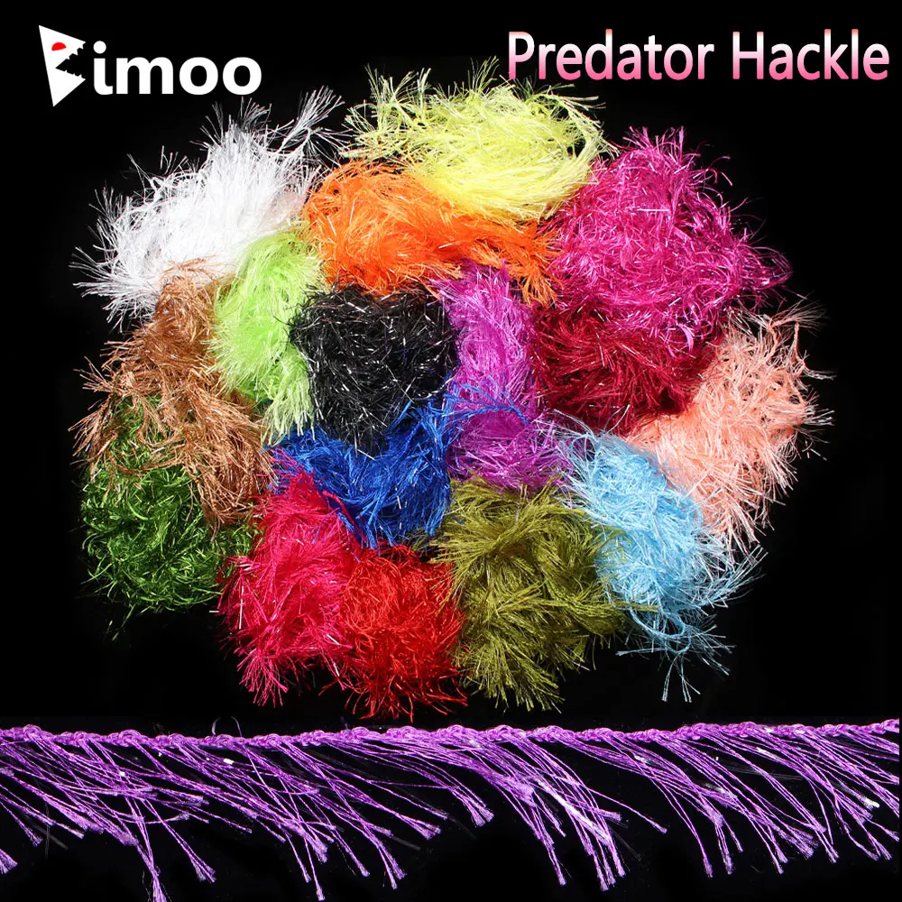 Bimoo 16Packs Mix 25mm Wide Synthetic Predator Hackle Fly Tying Material Mix W/ Flash Tinsel Trout Pike Muskie Sea Fishing Lures