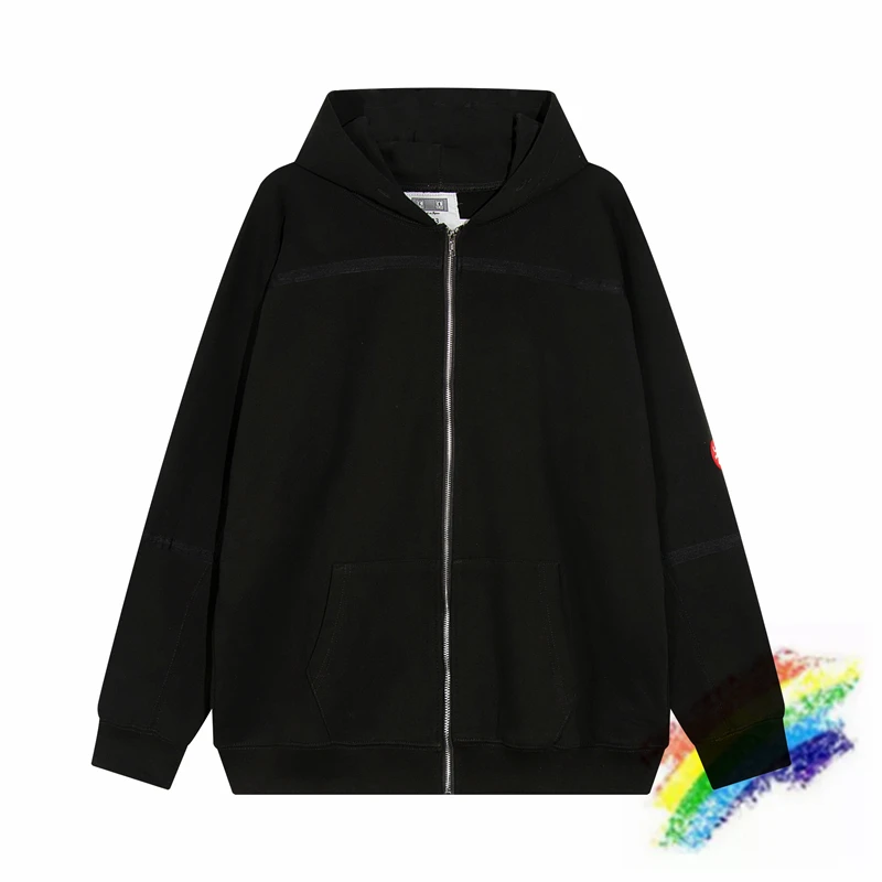 CAVEMPT C.E Black Patchwork Striped Cardigan Hoodie Men Women Oversized Cav Empt Pullovers