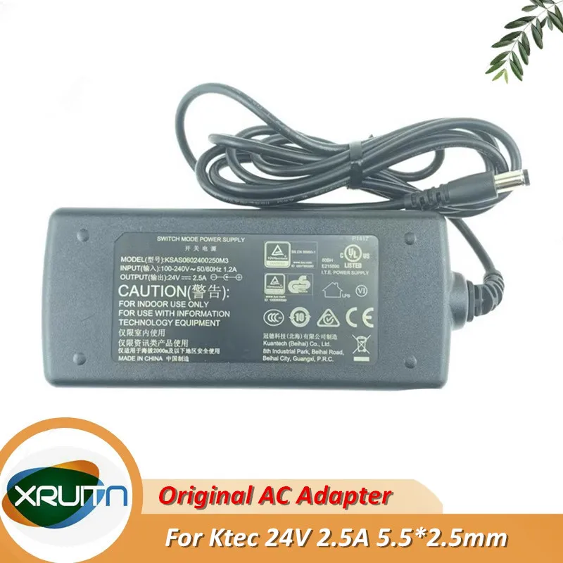 Original 24V 2.5A 60W Switching Power Supply For Ktec AC Adapter Charger KSAS0602400250M3 5.5*2.5mm Tip Adaptor Genuine