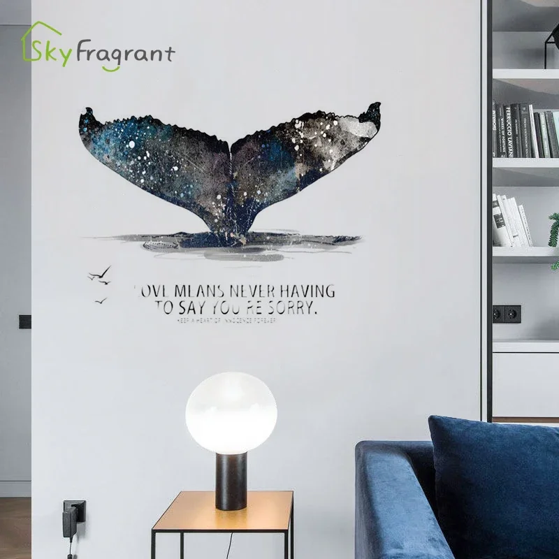 Creative Personality Wall Sticker 3D Stereo Whale Tail Stickers Bedroom Living Room Decoration Home Wall Decor House Decoration