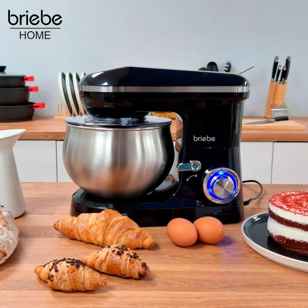 Briebe Batidora Amasadora Repostería1800W MAX، Robot Cocina Professional، Movimiento Orbital، Varillas، Bol 5 L، 6 Velocidades +
