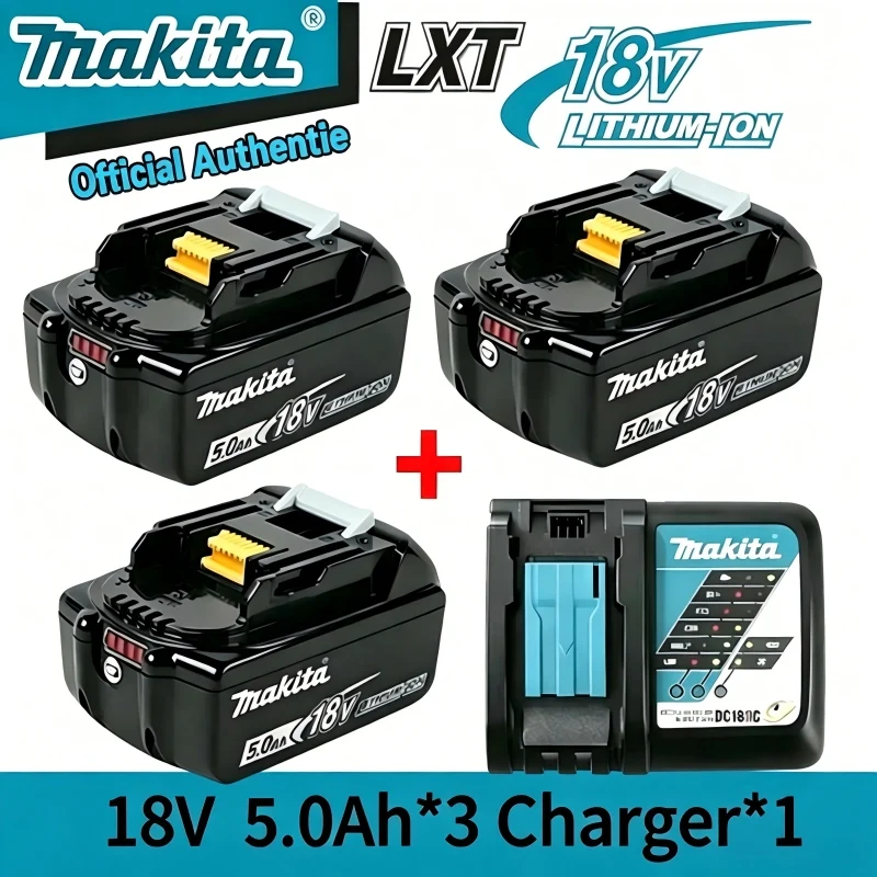100% Original New 18V Makita 5Ah Battery+Charger, For DDF487 Lithium Rechargeable Impact Drill Household