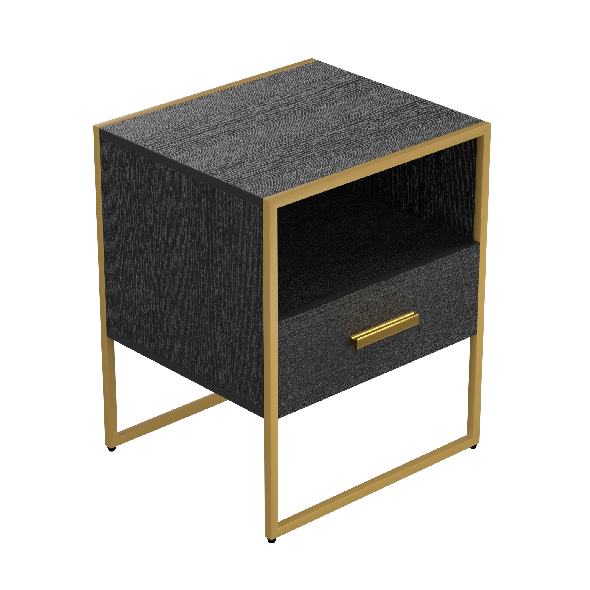 Modern Nightstand with 1Drawers, Suitable for Bedroom/Living Room/Side Table Update (Gold and Black )