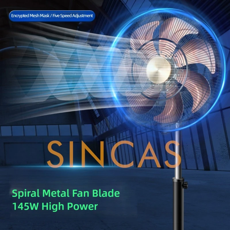 18-inch Oscillation Commercial Floor Fan High-Velocity Industrial Airflow Aluminum Blades Wide Heavy-Duty Warehouses Offices