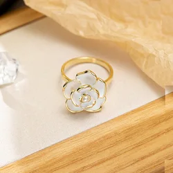 Luxury Camellia Black Flower Ring Female Fashion Opening Ring Index finger ring wholesale