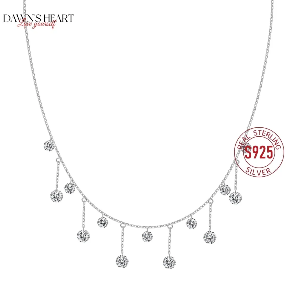 

Dawns Элегантный дизайн Высокое ювелирное изделие из стерлингового серебра 925 пробы, не выцветает, не тускнеет, 4 мм, 5 мм, 5 А, ожерелье с кисточками из циркония для женщин