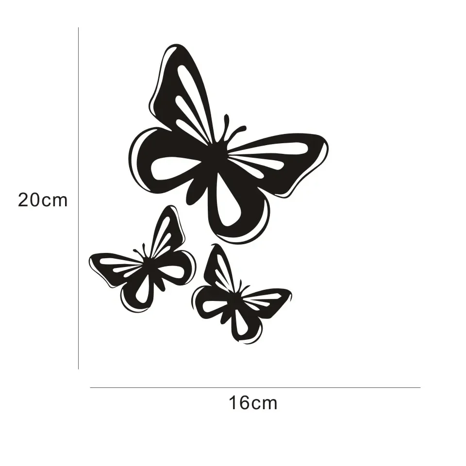 3D motyl samochód Cartoon naklejka winylowa sprzedaż hurtowa akcesoria do stylizacji samochodów16 cm * 20cm